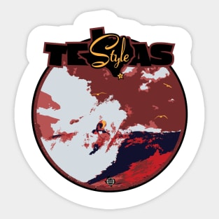 Texas-Style Surfer in reds Sticker